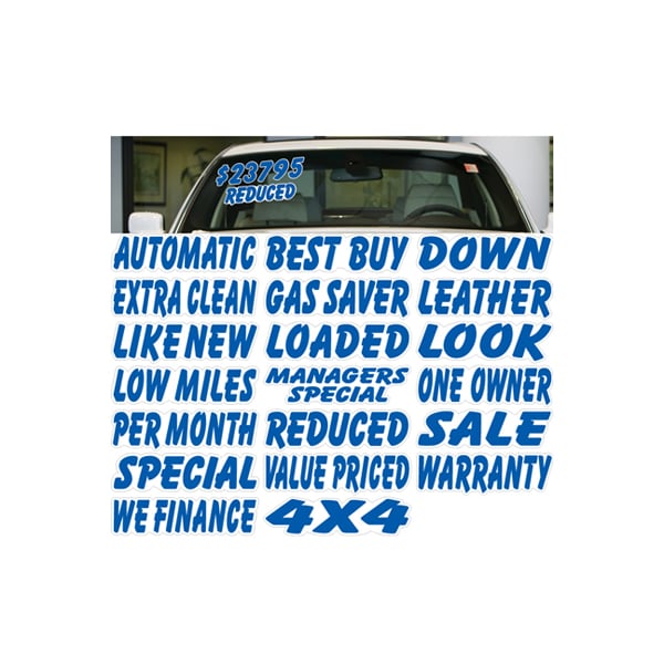 Ez Line Blue & White Die Cut Slogans Low Miles Pk 268LOW Zoro